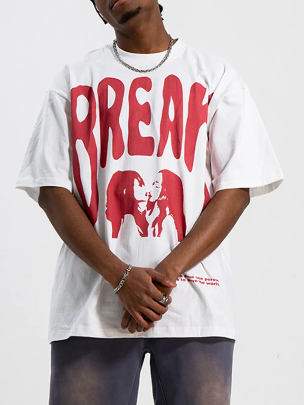 Men's Oversized Graphic Round Neck T-Shirt, image 5