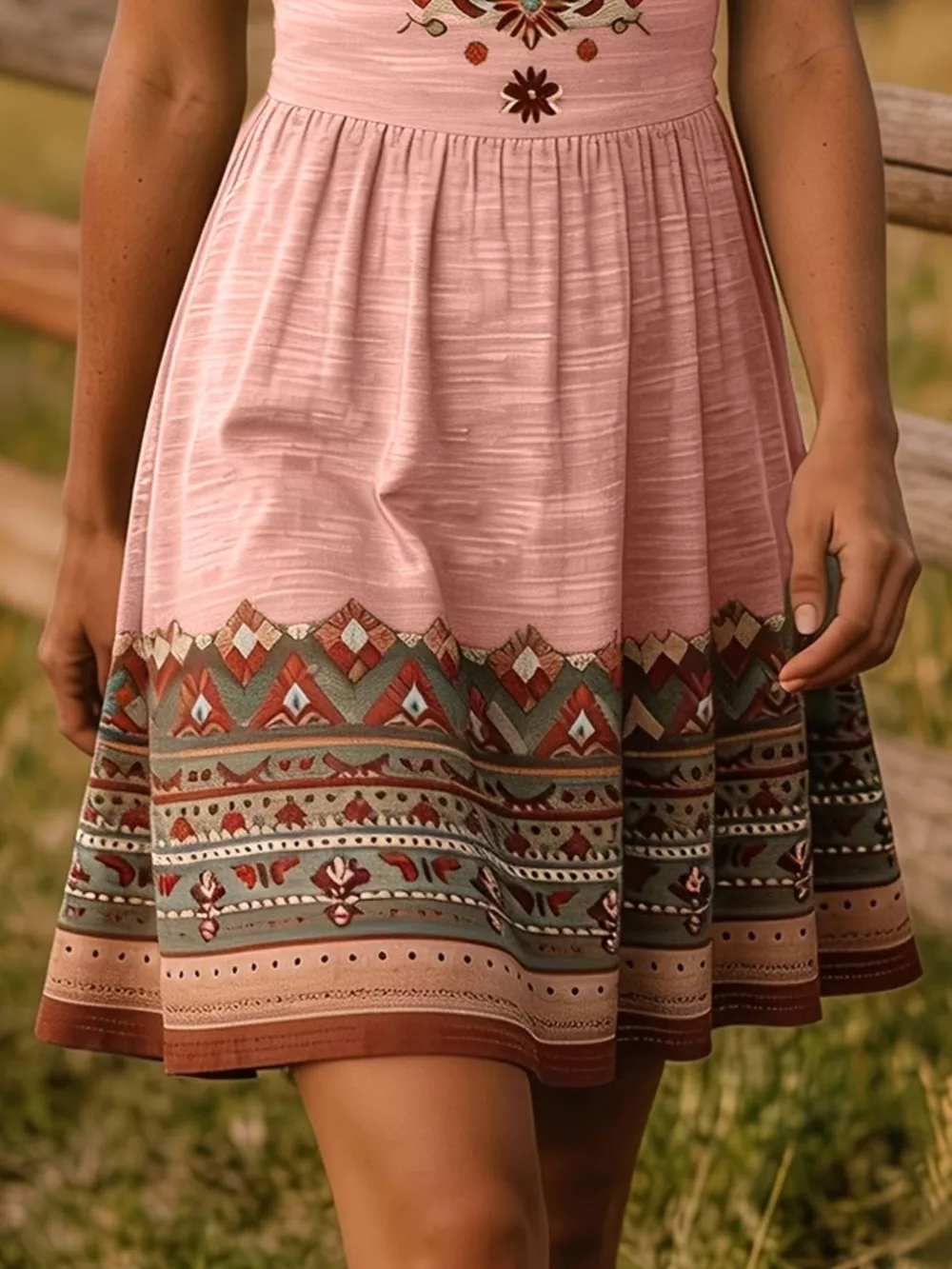 Tribal Print Sleeveless A-Line Summer Dress, image 6