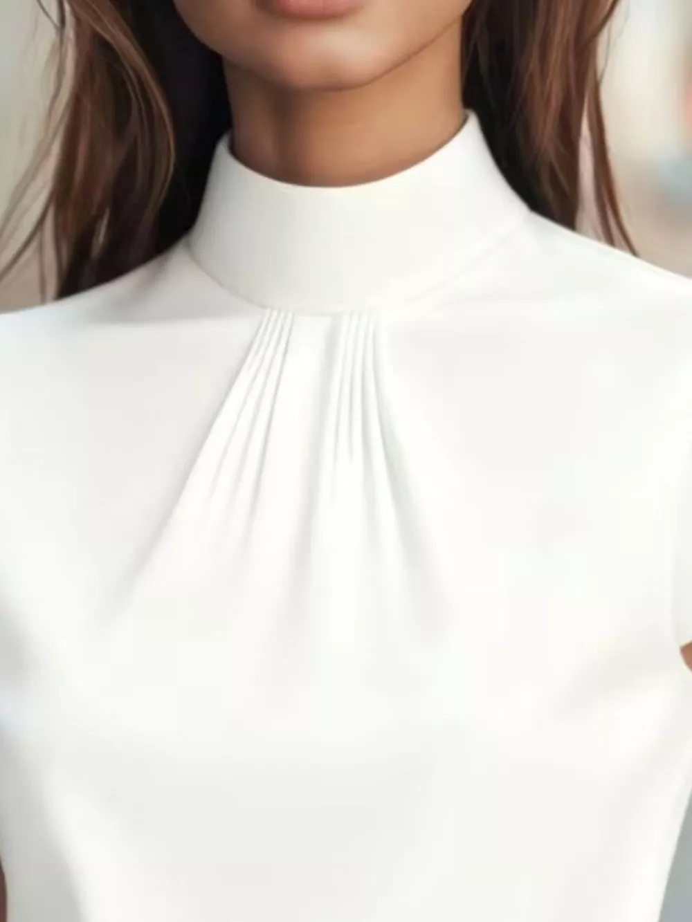 High Neck Cap Sleeve Satin Blouse, image 8