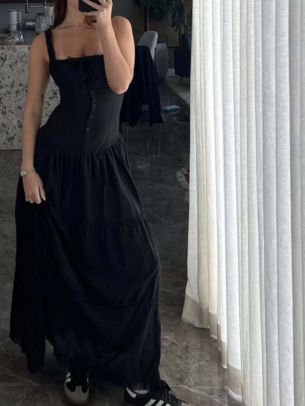Ruffled Square Neck Tiered Maxi Dress, image 26