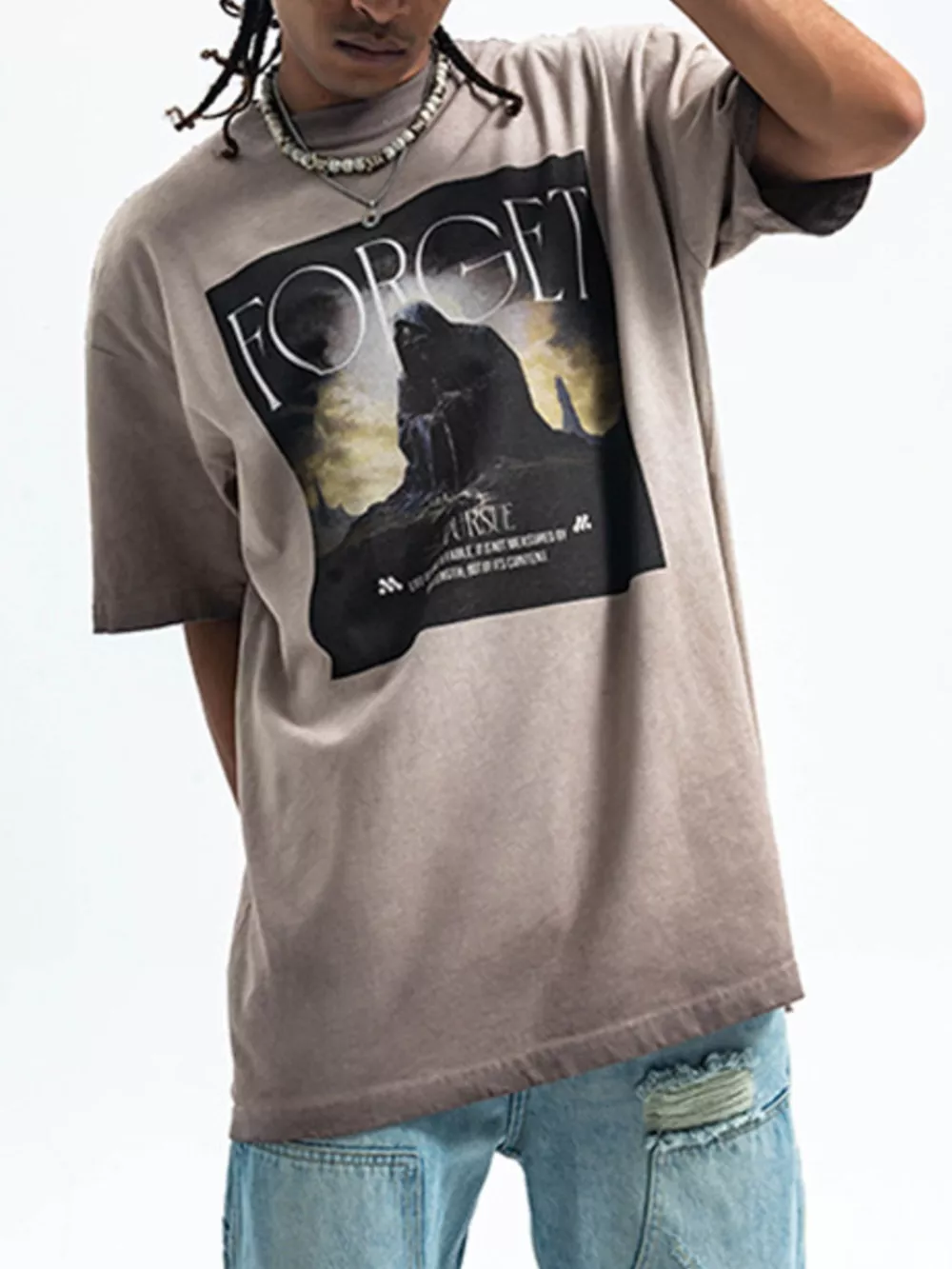 Men's Vintage Wash Graphic Oversized T-Shirt, image 4