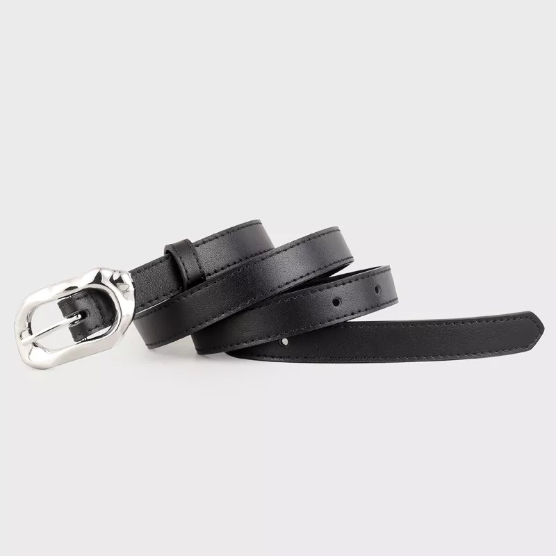 Leather Belt with Silver Buckle