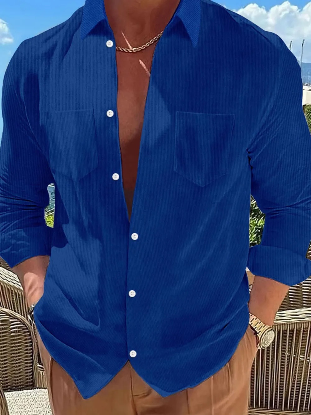 Men's Full Size Button Down Long Sleeve Casual Shirt Plus Size, image 2