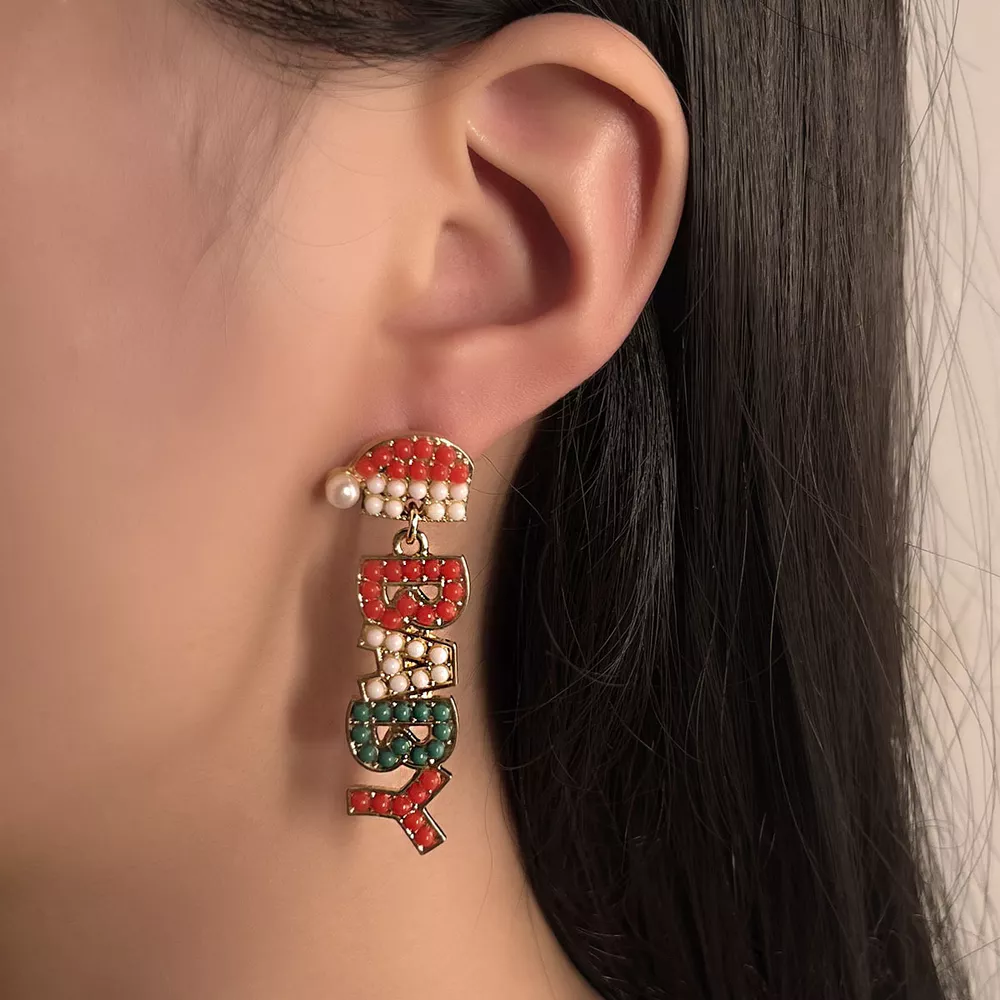 Christmas Beaded BABY Drop Earrings, image 2