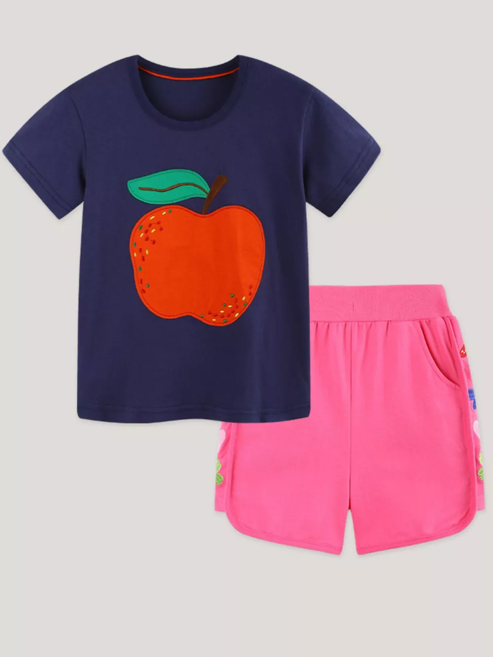 Children's Apple Embroidered T-Shirt & Shorts Set, image 2