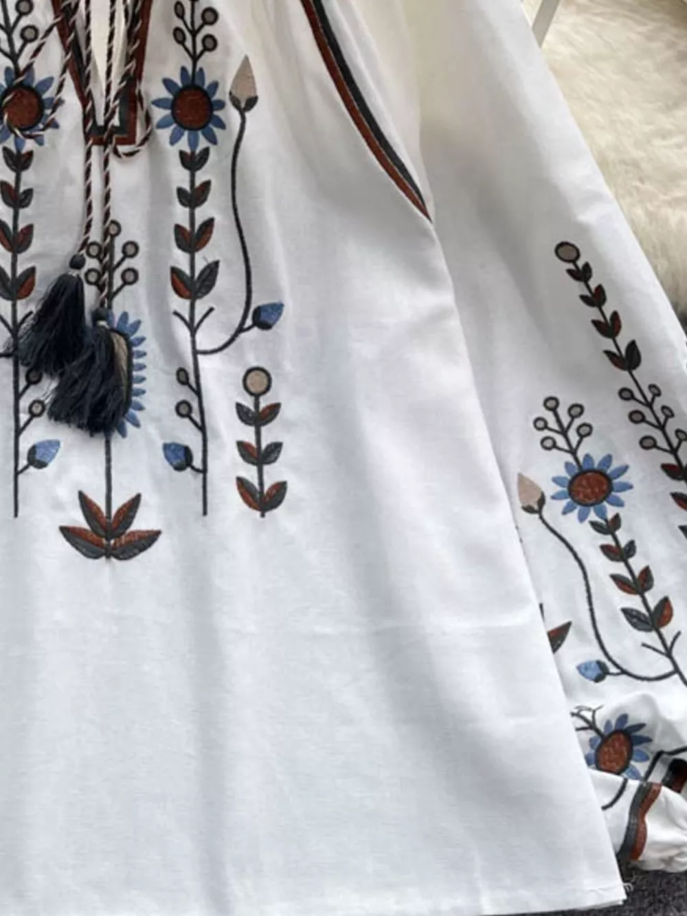 Embroidered Tie Neck Blouse, image 18