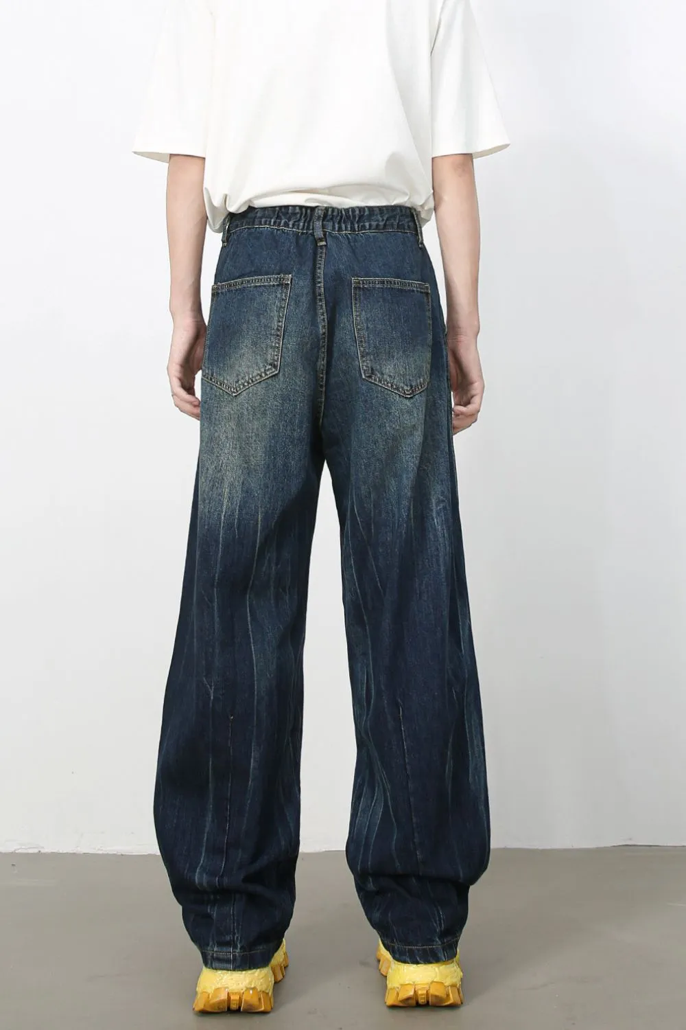Men's High Waist Washed Jeans, image 3