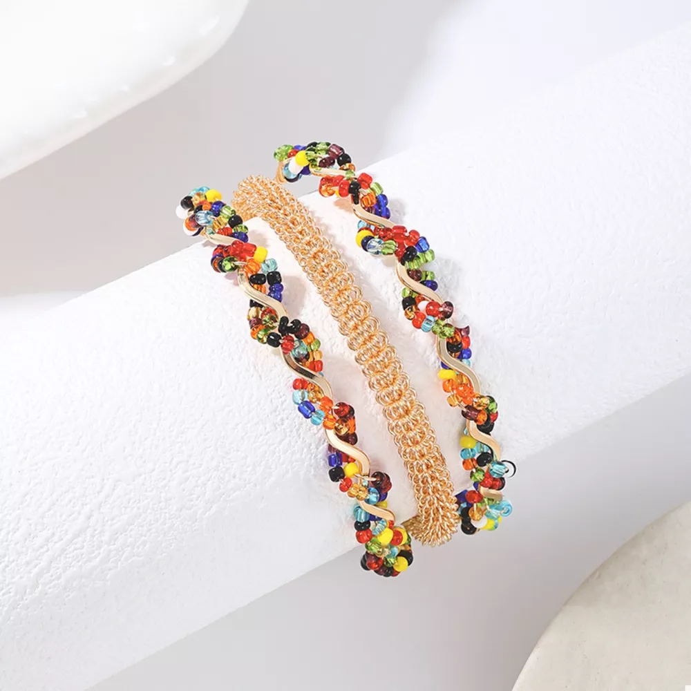 18K Gold-Plated Three Layered Open Bracelet, image 3
