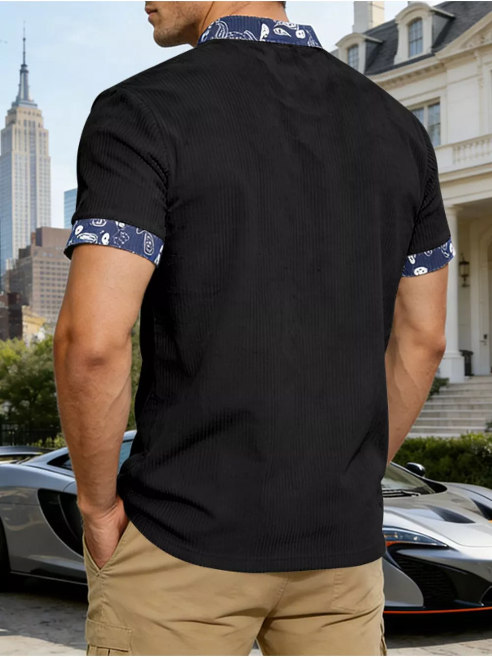 Men's Full Size Lace-Up Collar T-Shirt Plus Size, image 4