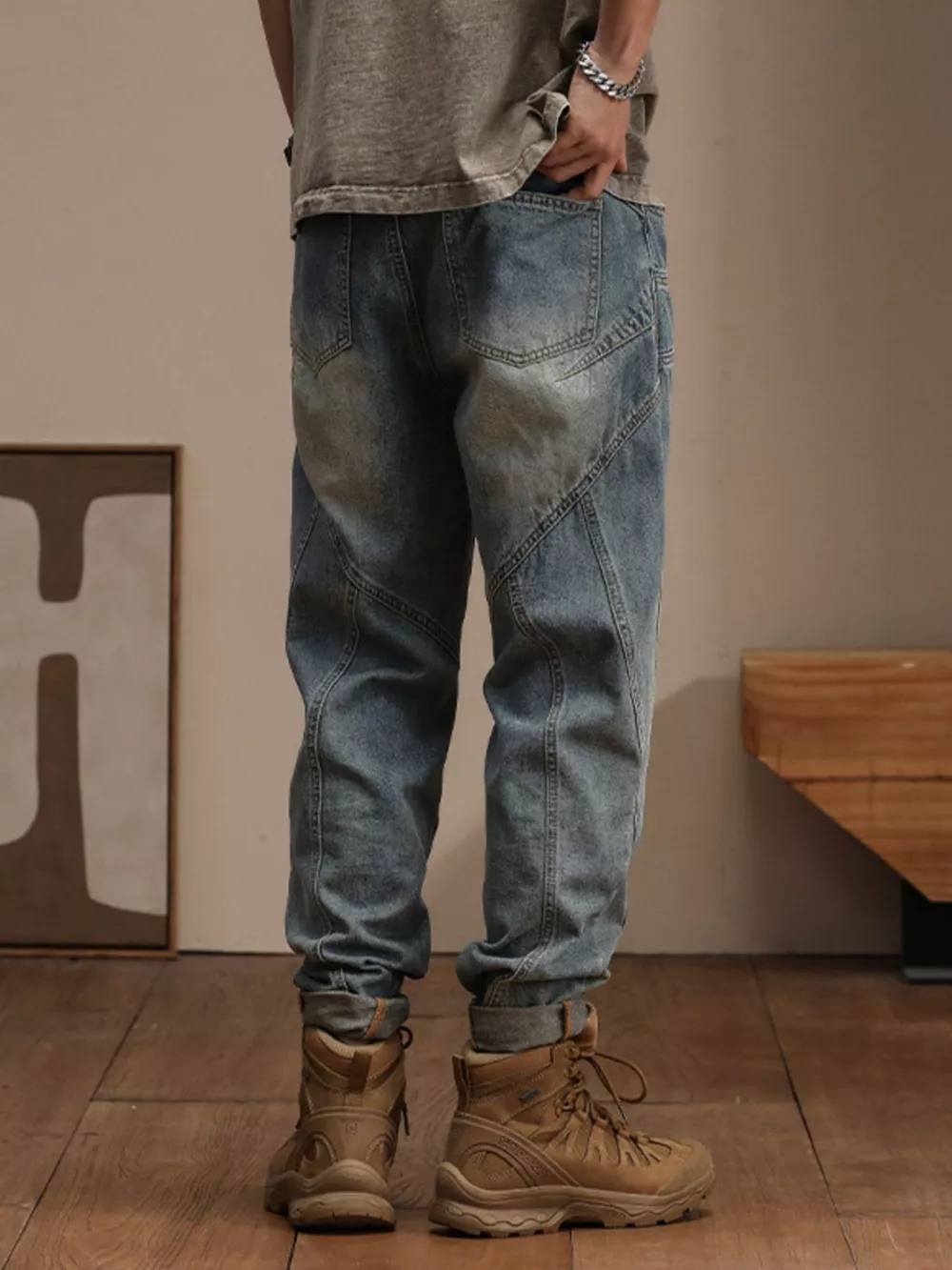 Men's Vintage Wash Relaxed Fit Jeans, image 6