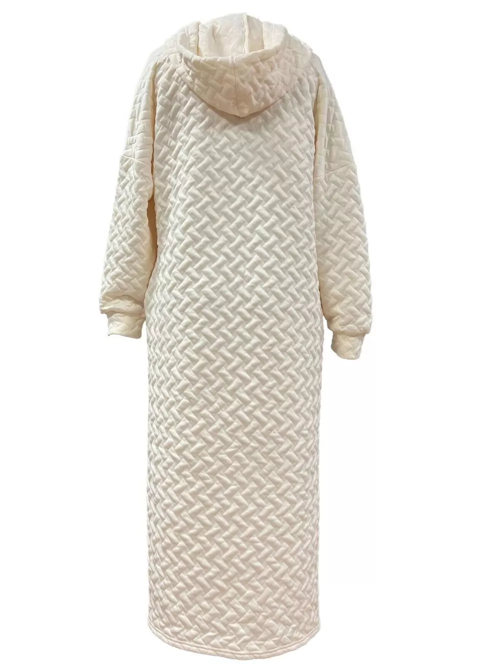 Textured Knit Hoodie Dress with Side Slit, image 4