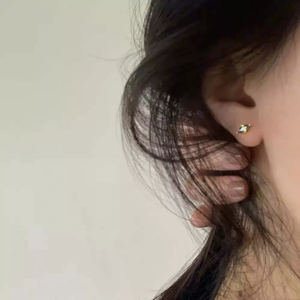 18K Gold-Plated Zircon Geometric Earrings, image 2