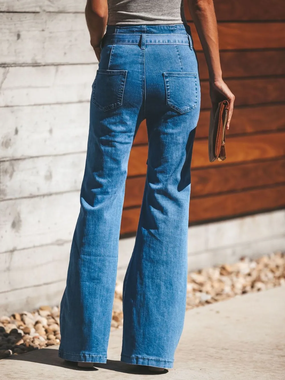 High-Waisted Tie-Front Flare Jeans, image 5