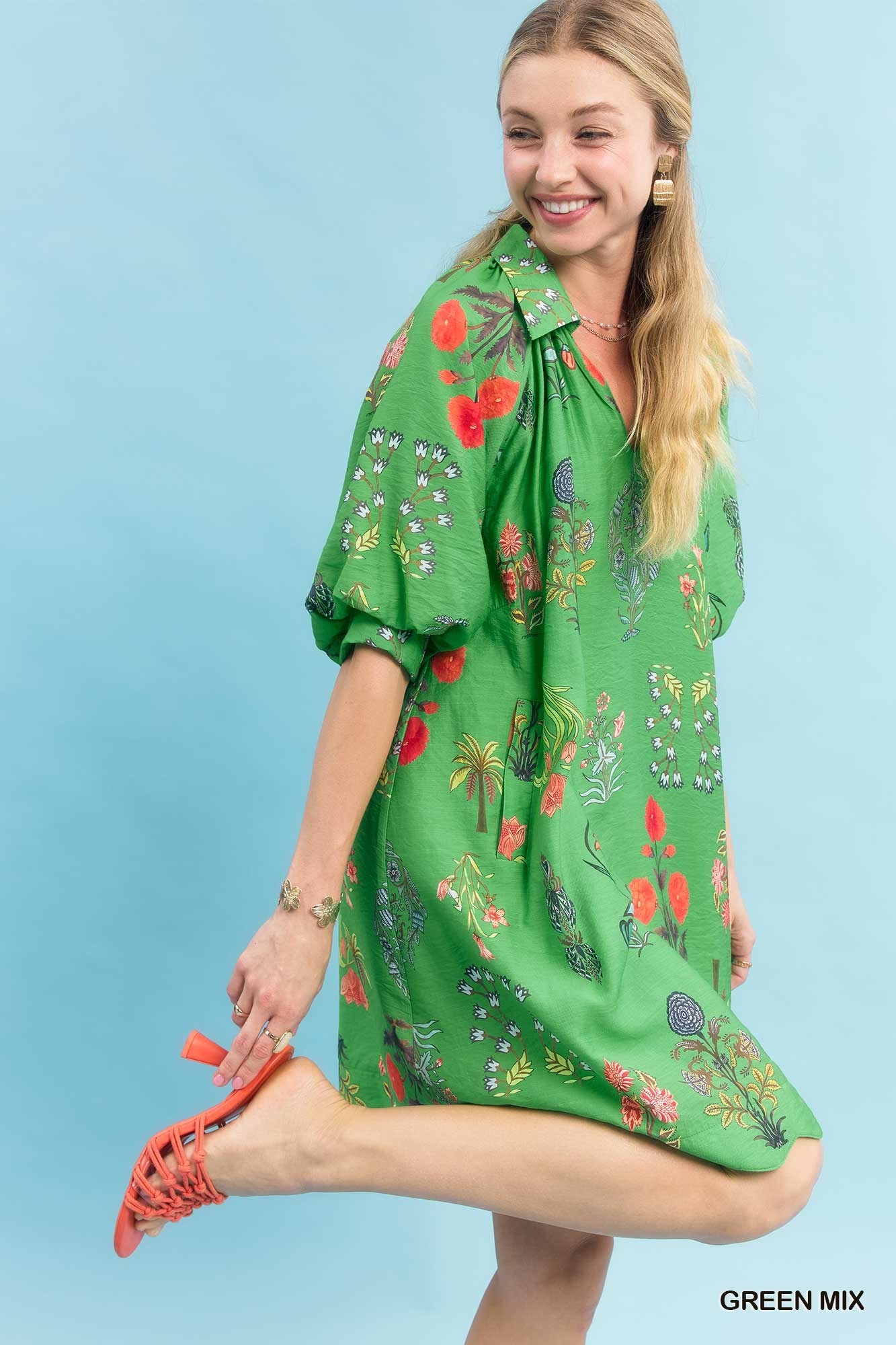 Floral Encyclopedia Print Mini Dress, image 2
