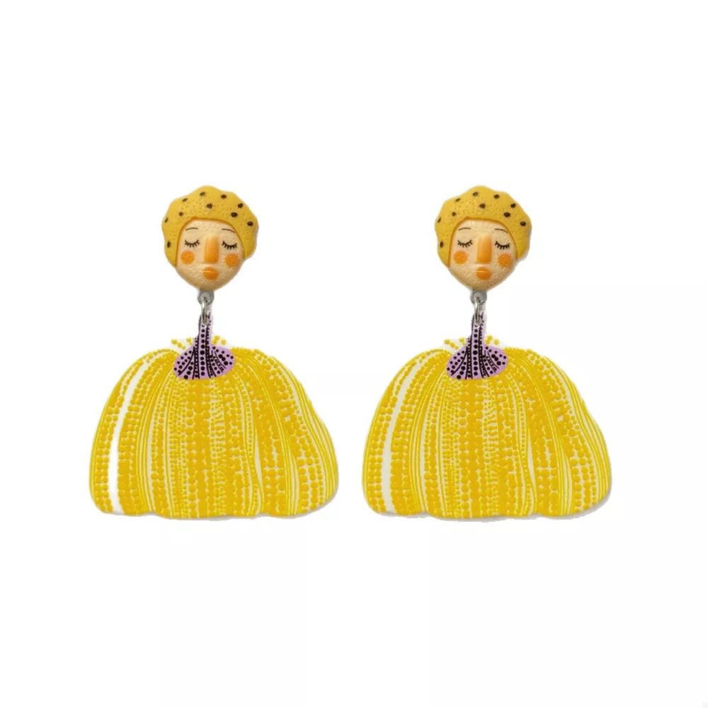 Whimsical Pumpkin Girl Dangle Earrings, image 4