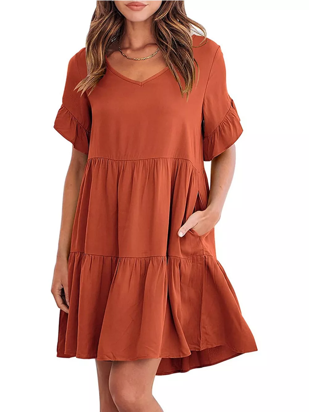 Ruffled Sleeve Tiered Mini Dress, image 11