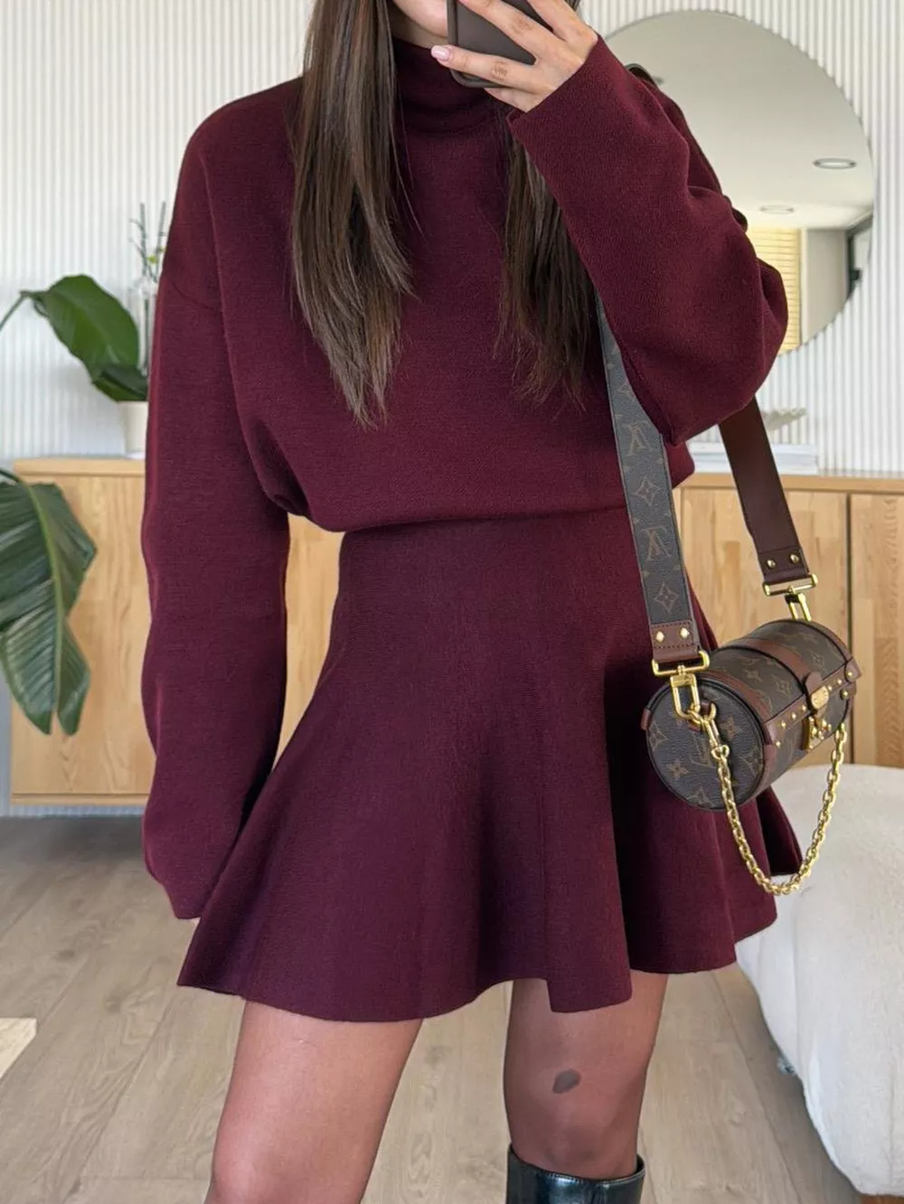 Turtleneck Dropped Shoulder Sweater and Skirt Set, image 9