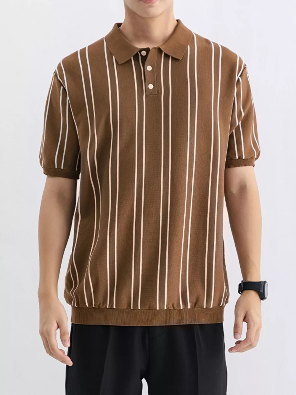 Men's Plus Size Striped Casual Fit Polo, image 6