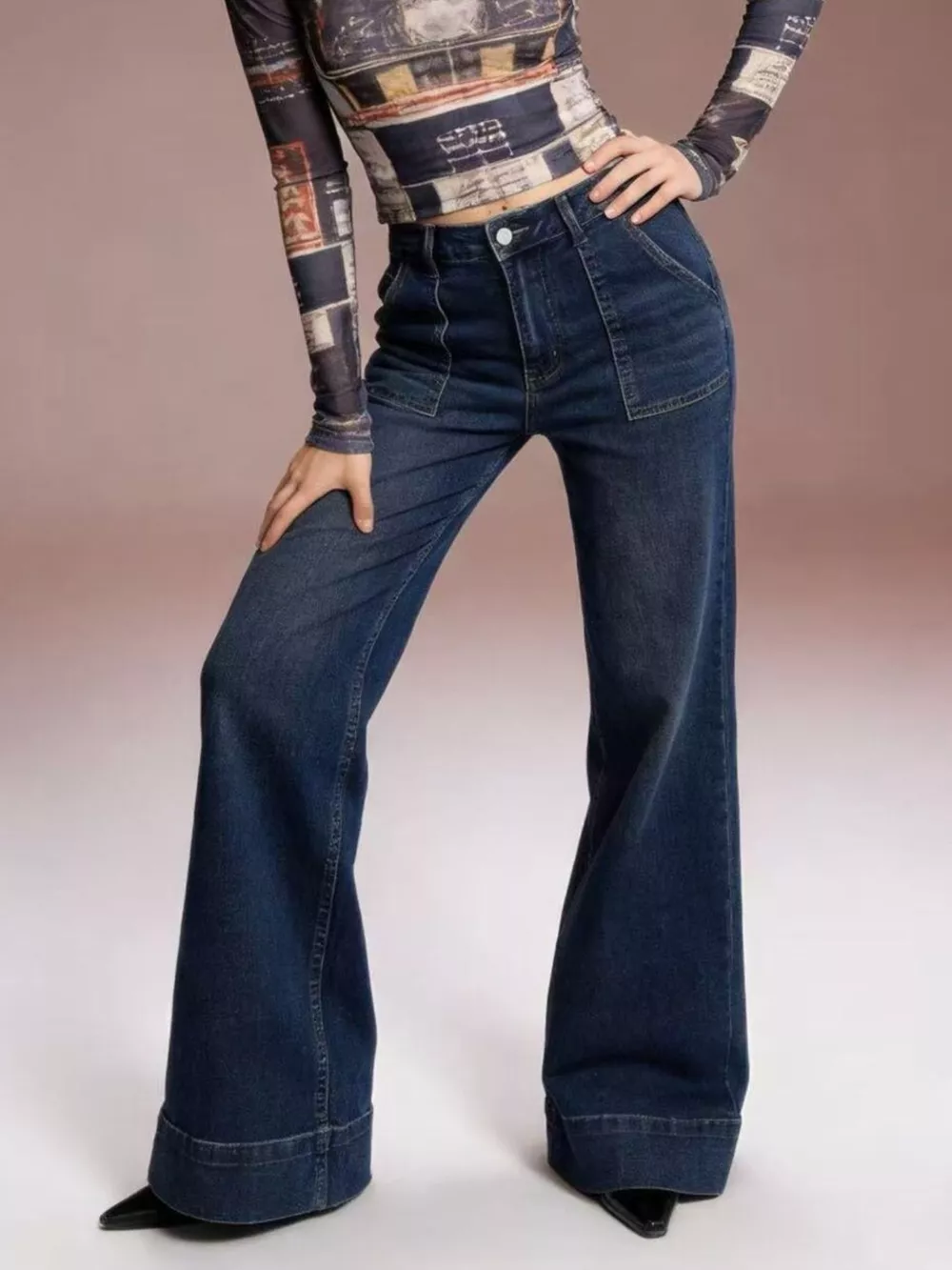 High-Waisted Flare Leg Jeans, image 2