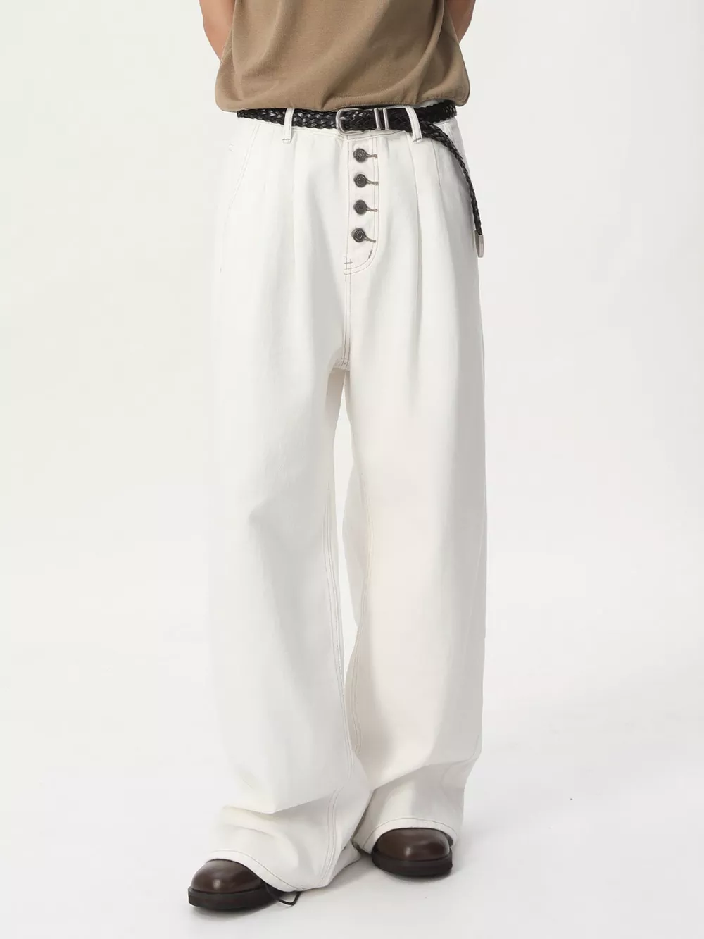 Men's Button-Fly Wide Leg Jeans, image 10