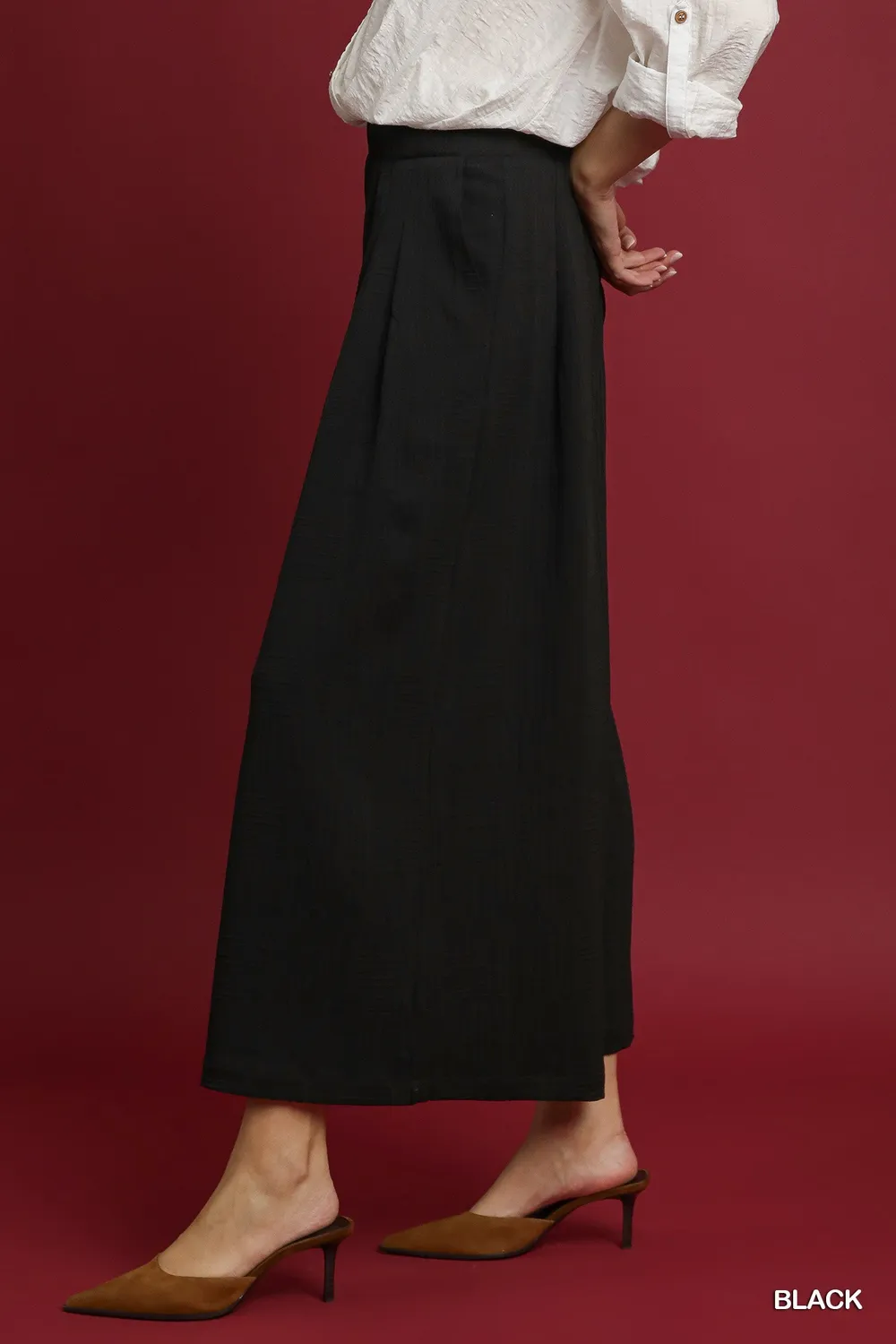 Elastic Waist Wide Leg Pants, image 3