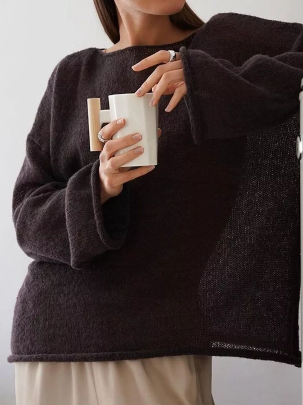 Boat Neck Dropped Shoulder Sweater, image 9