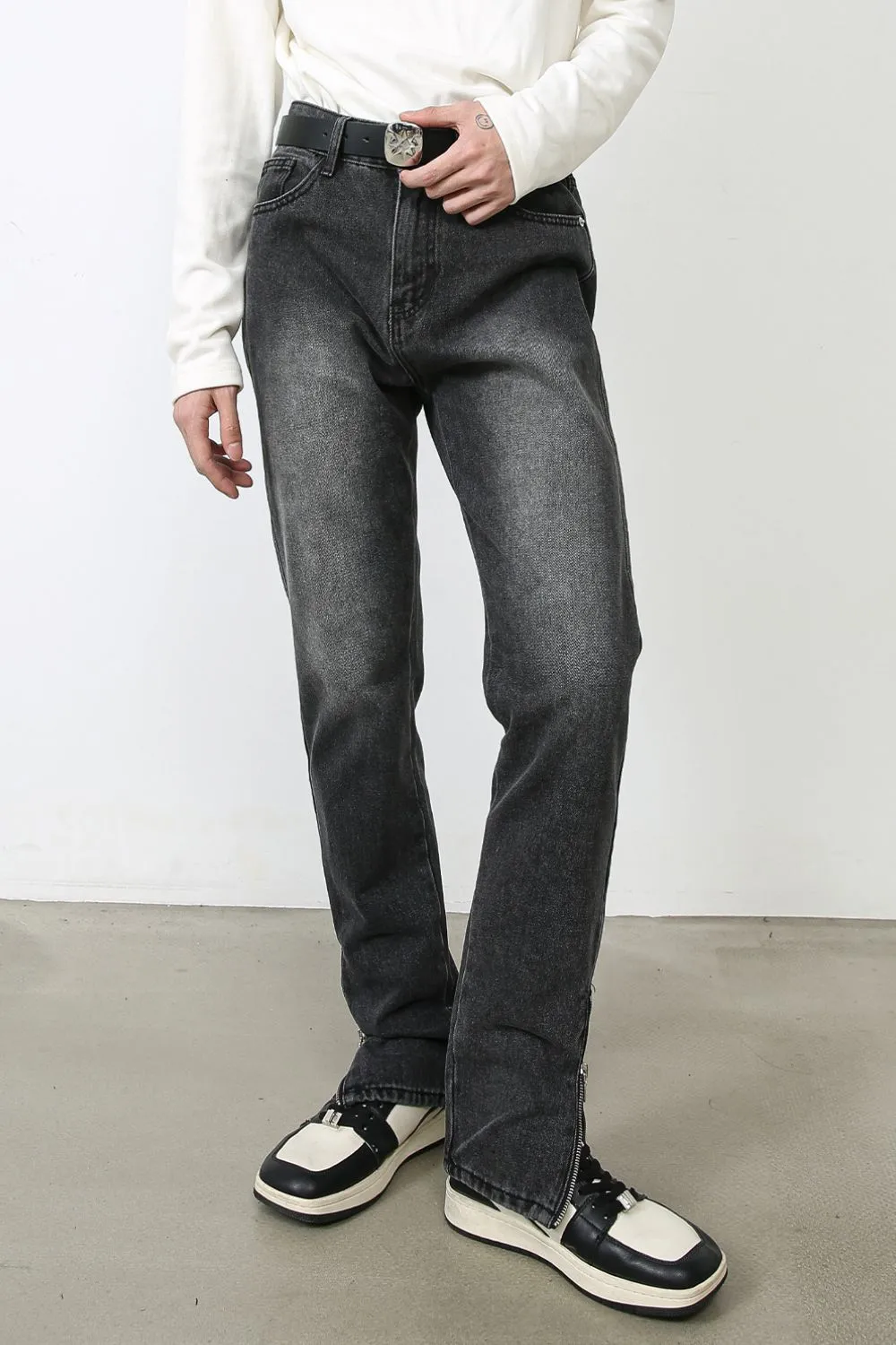 Men's Decor Zip Jeans with Pockets, image 2