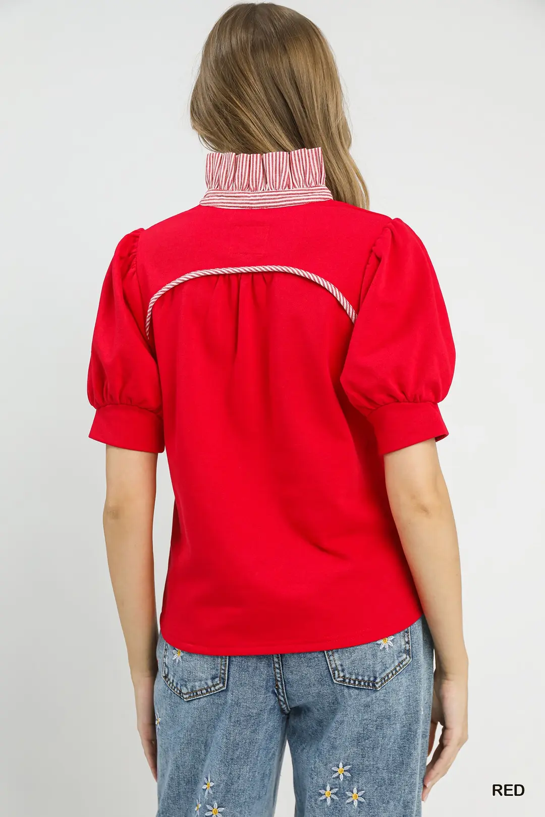 Striped Collar Popover Top, image 2