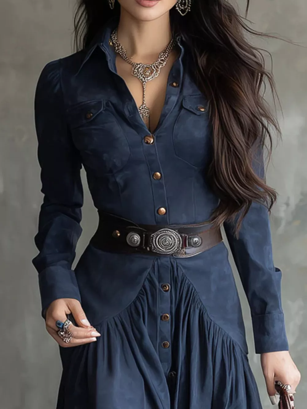 Button-Down High-Low Shirt Dress, image 2