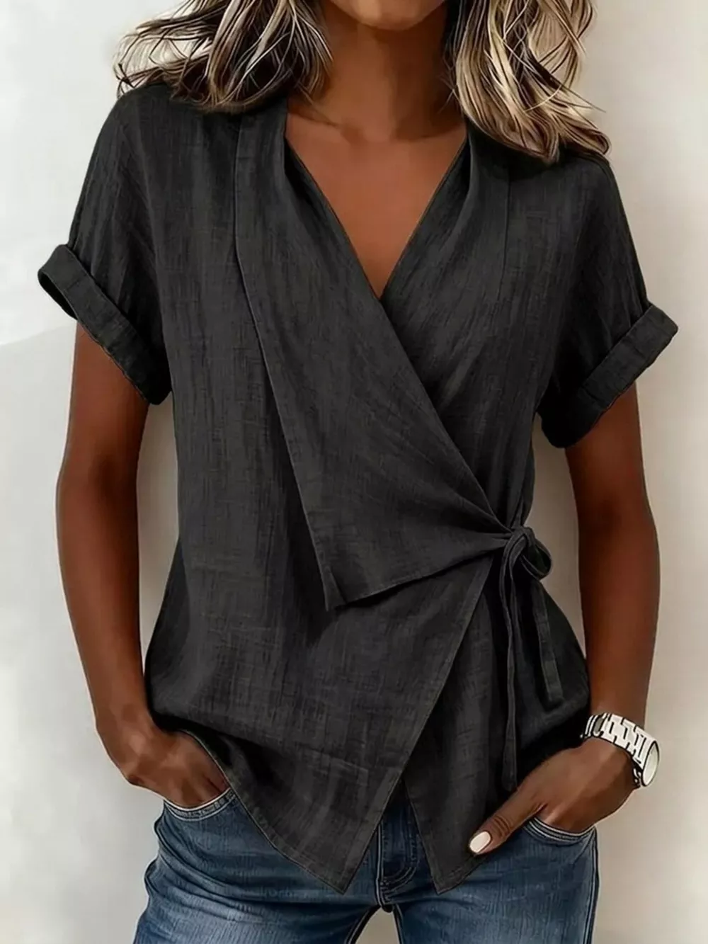 Tie-Side Detail Wrap Top, image 7
