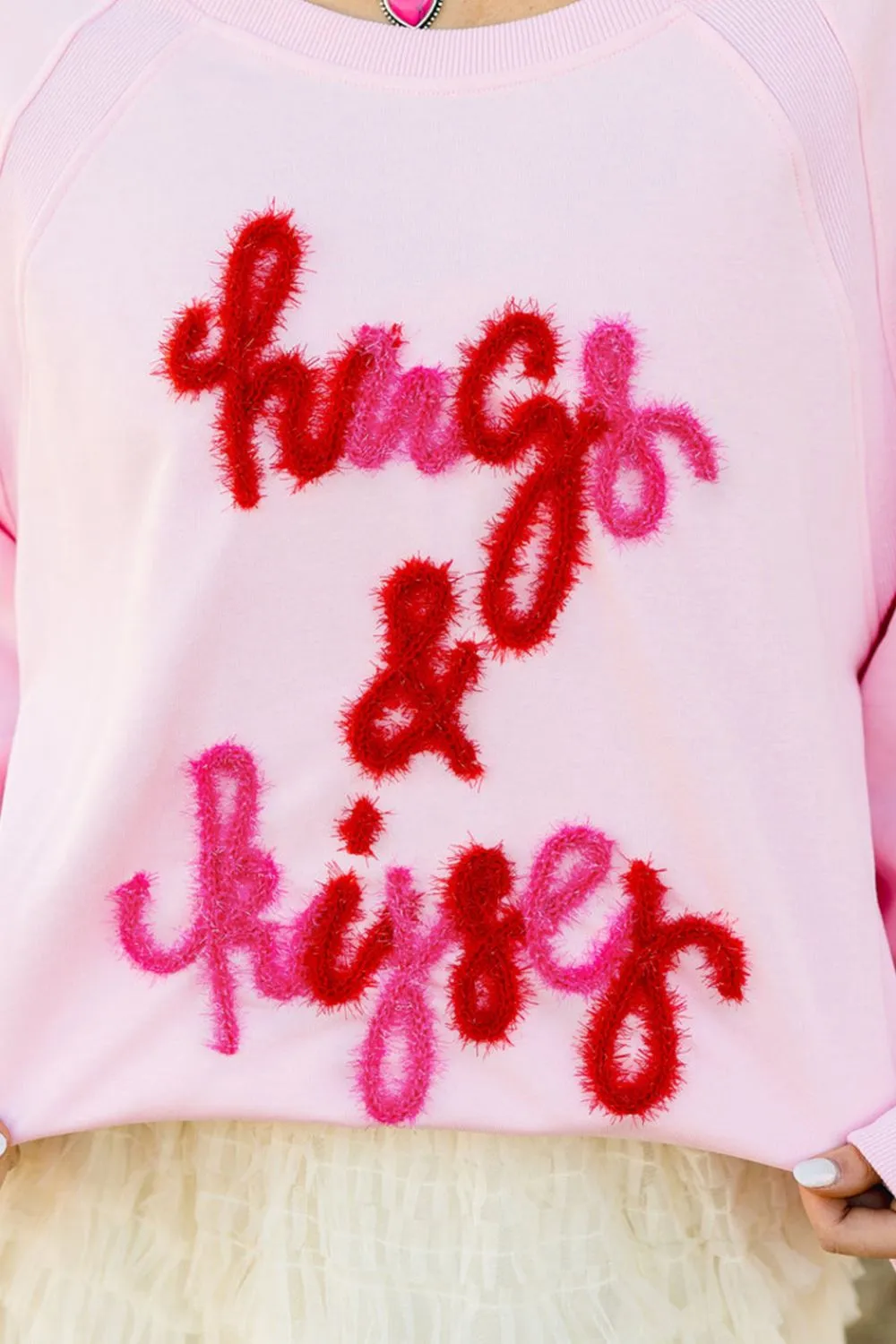Valentine’s Day HUG AND KISSES Round Neck Sweatshirt, image 5