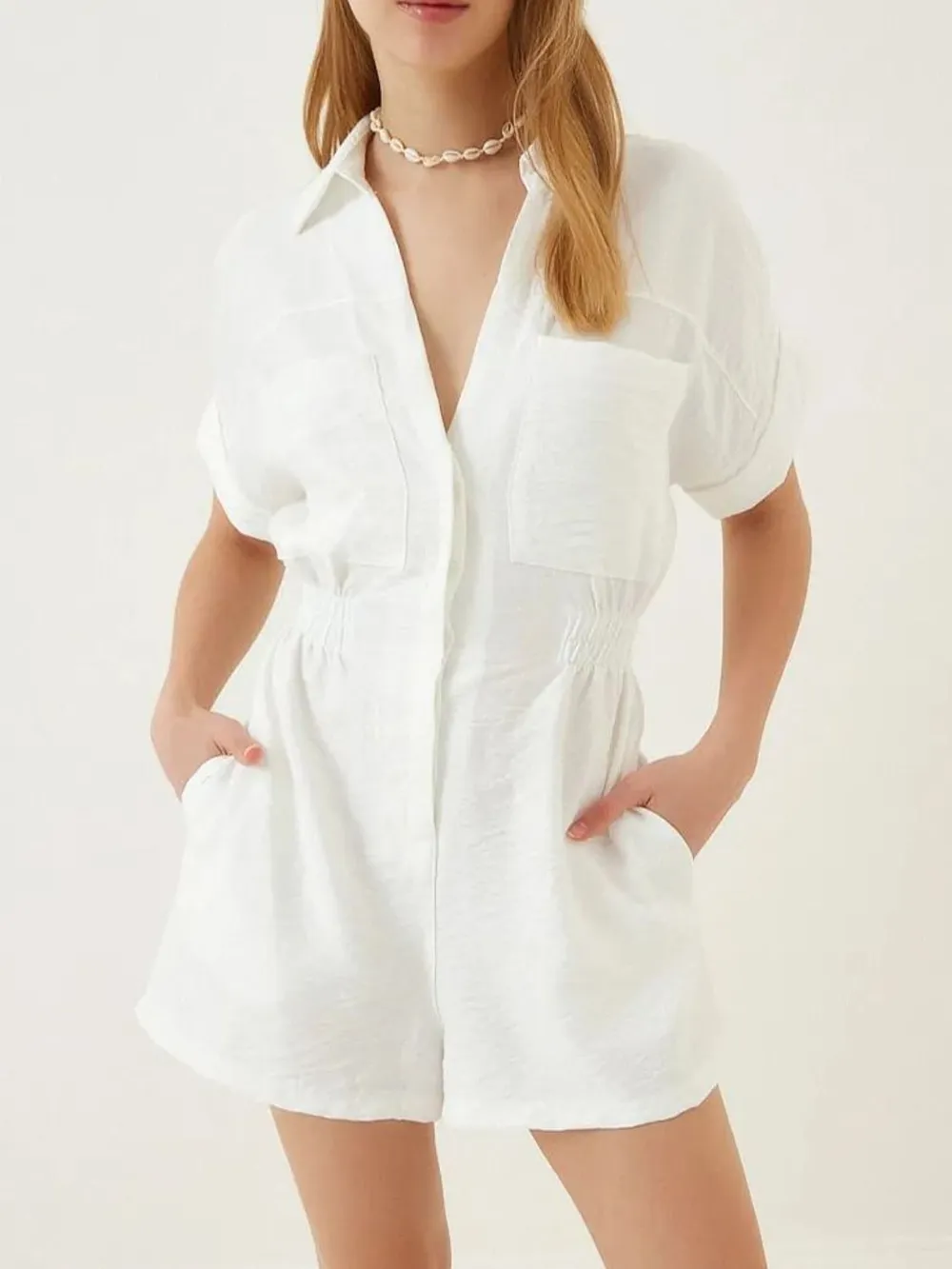 Johnny Collar Short Sleeve Romper, image 9
