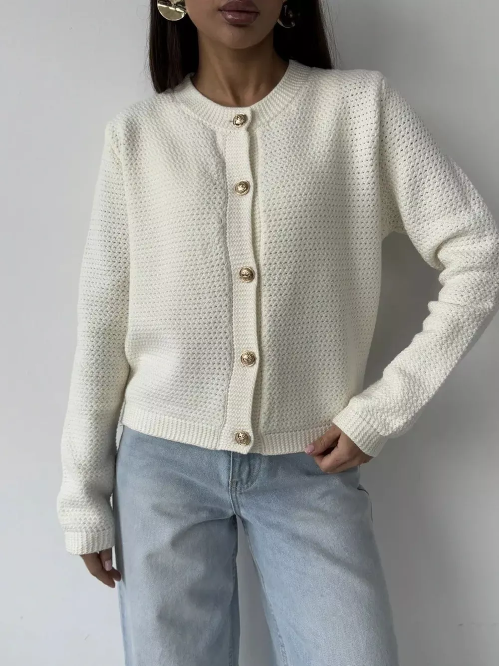 Button Up Texture Knit Cardigan, image 8