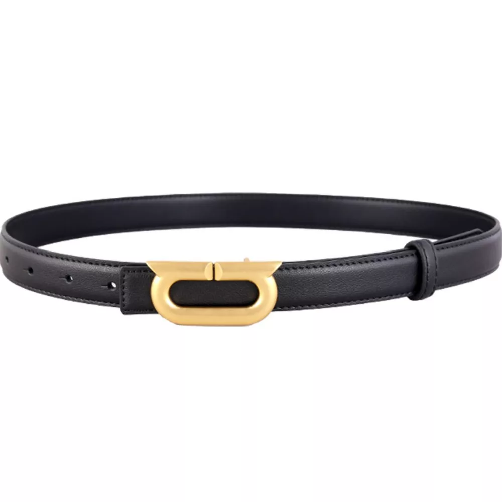 Leather Belt with Golden Buckle, image 4