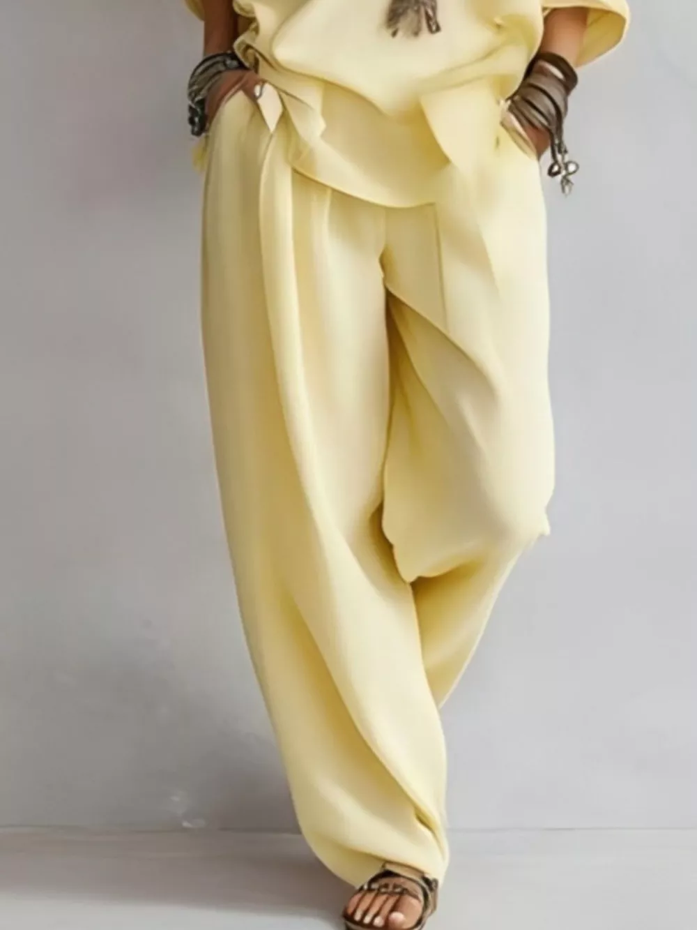 Off-Shoulder Loose Fit Top and Pants Two-Piece Set, image 10