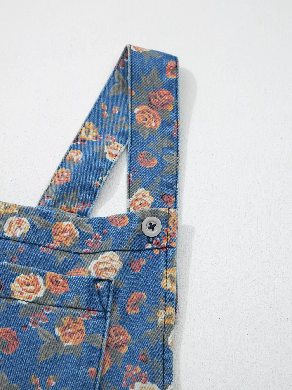 Floral Print Wide Leg Denim Overalls, image 9