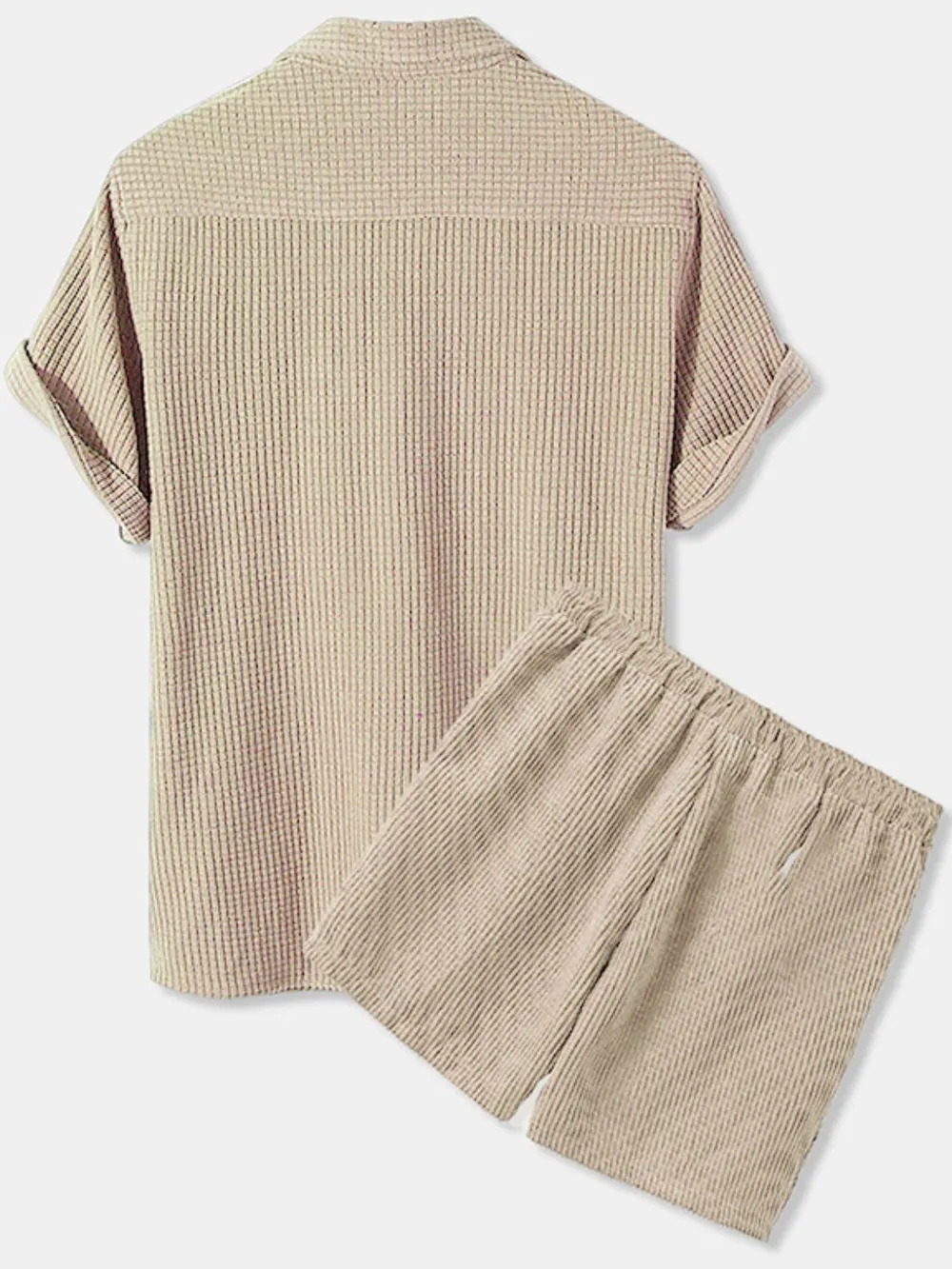 Men's Full Size Button Detail Short Sleeve Top and Shorts Set Plus Size, image 2