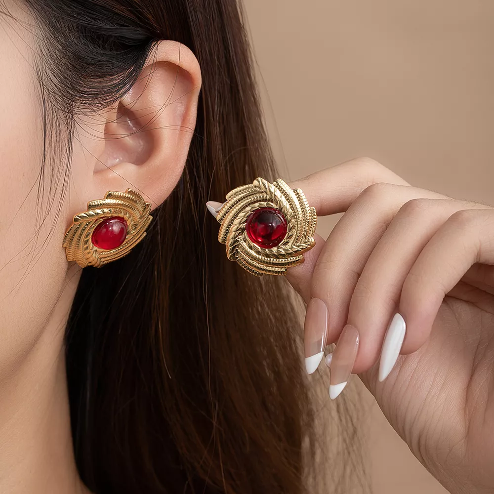 18K Gold-Plated Spiral Statement Earrings, image 2