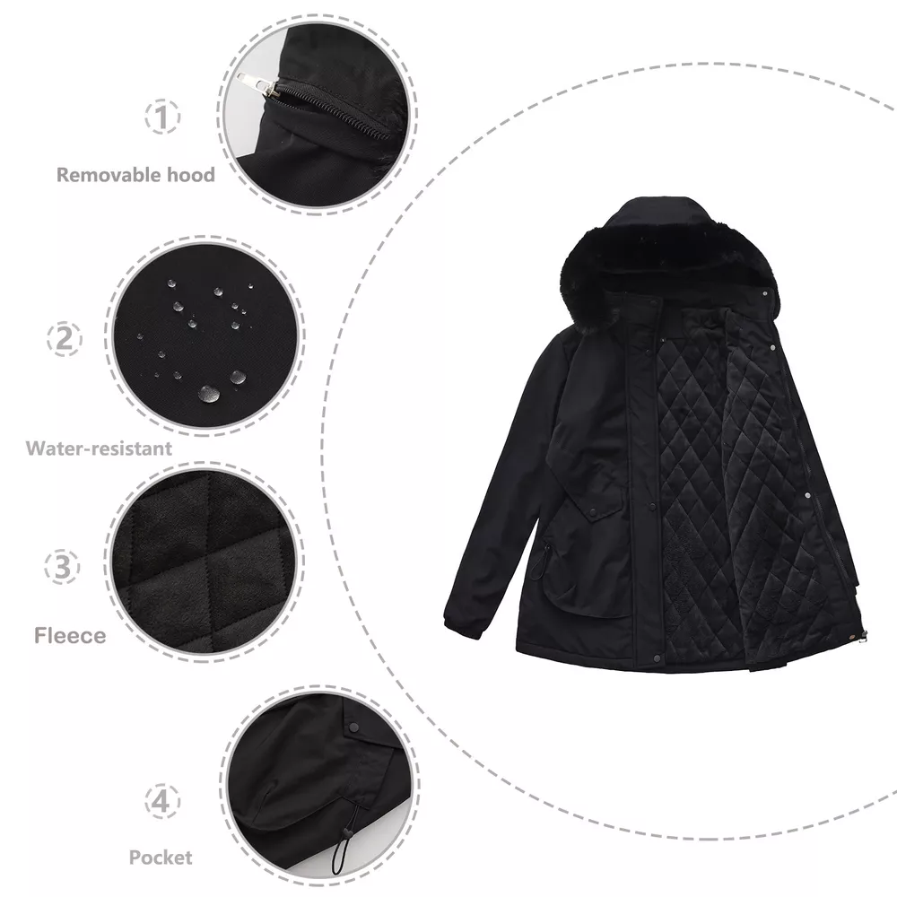 Full Size Fur Hooded Warm Winter Parka Outerwear Plus Size, image 8