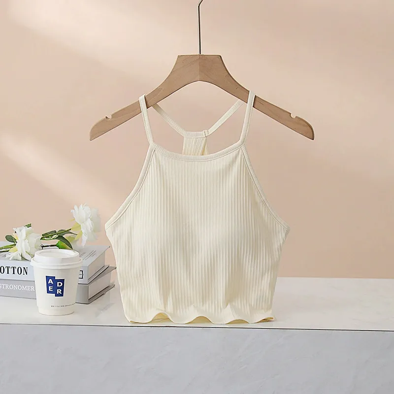 Grecian Neck Cropped Tank with Chest Pads, image 6
