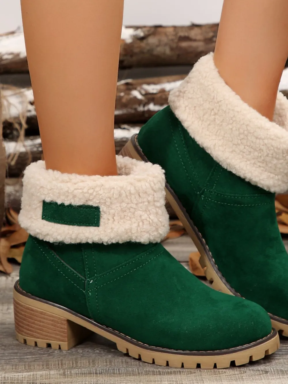 Thermal Fuzzy Block Heel Boots, image 32