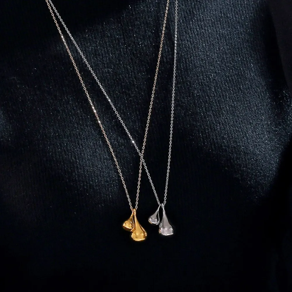 Stainless Steel Water Drop Shape Pendant Necklace, image 4
