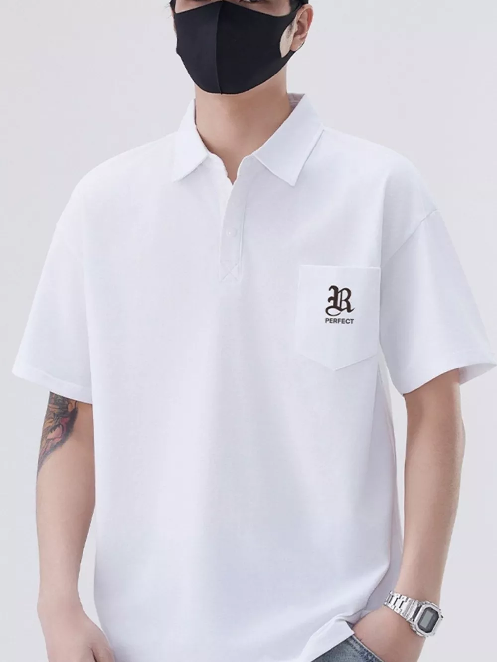 Men's Plus Size Button Detail Short Sleeve Polo, image 3