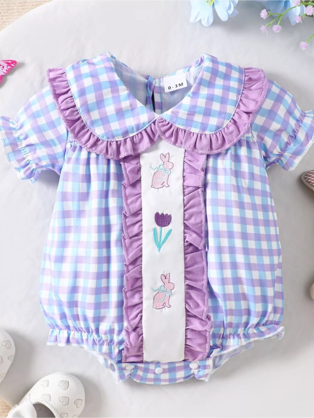 Children's Ruffle Trim Short Sleeve One-Piece, image 6