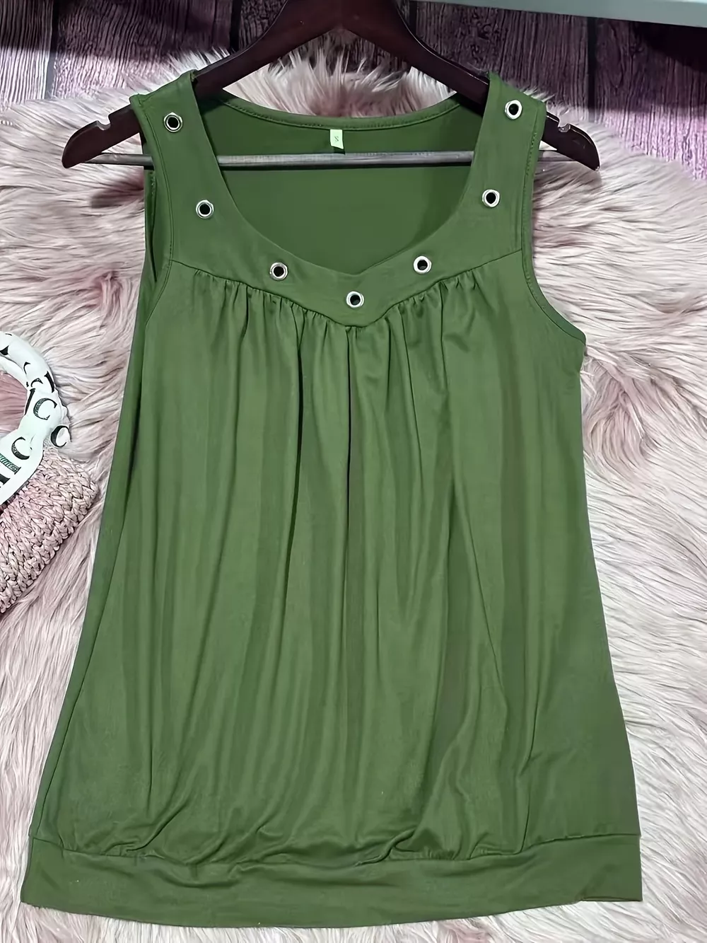 Eyelet Detail Ruched Tank, image 10