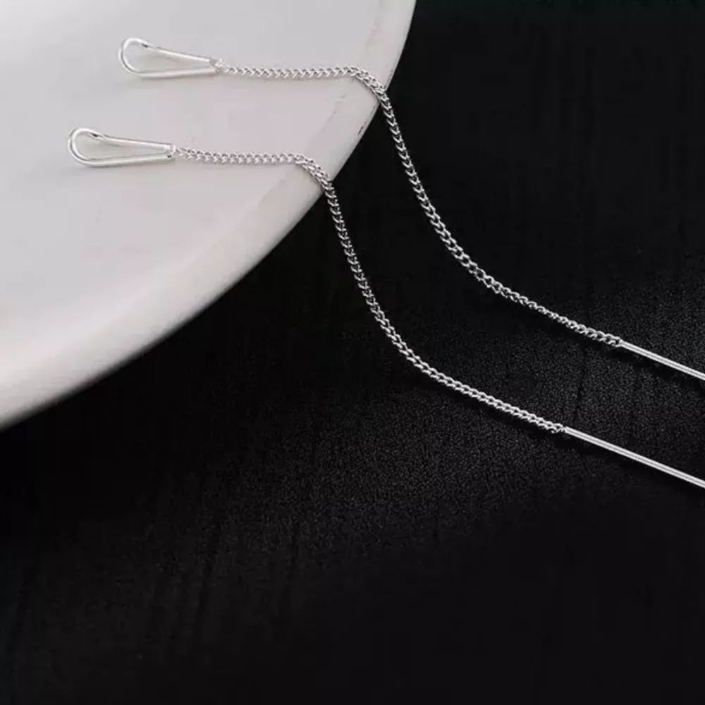 925 Sterling Silver Chain Earrings, image 2