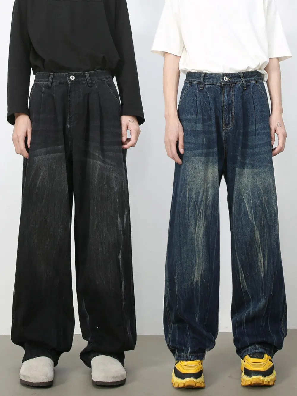 Men's High Waist Washed Jeans, image 2
