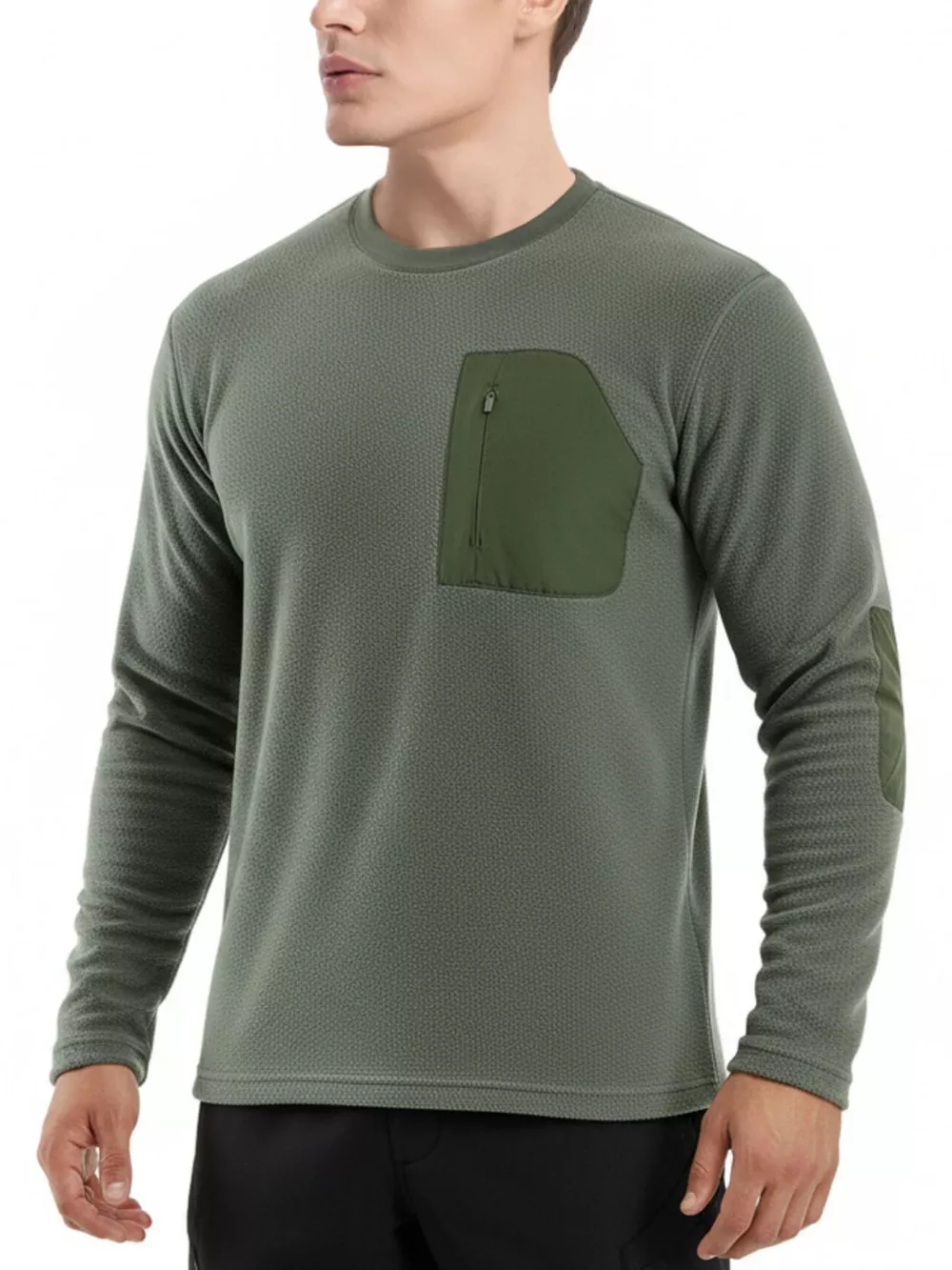 Men's Plus Size Long Sleeve Pocket T-Shirt, image 2