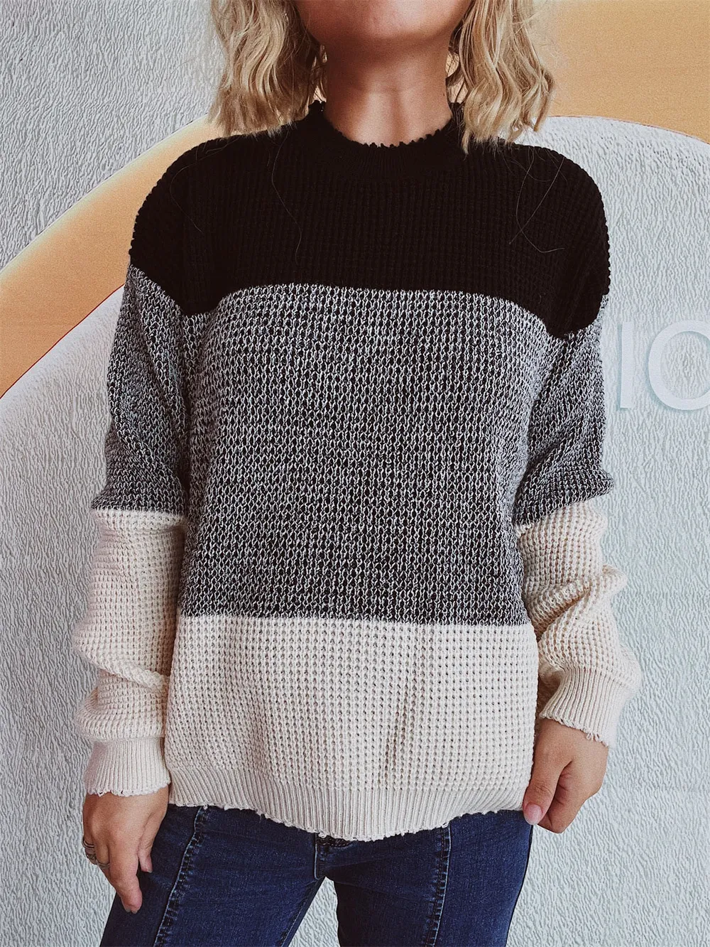Color Block Long Sleeve Sweater, image 4