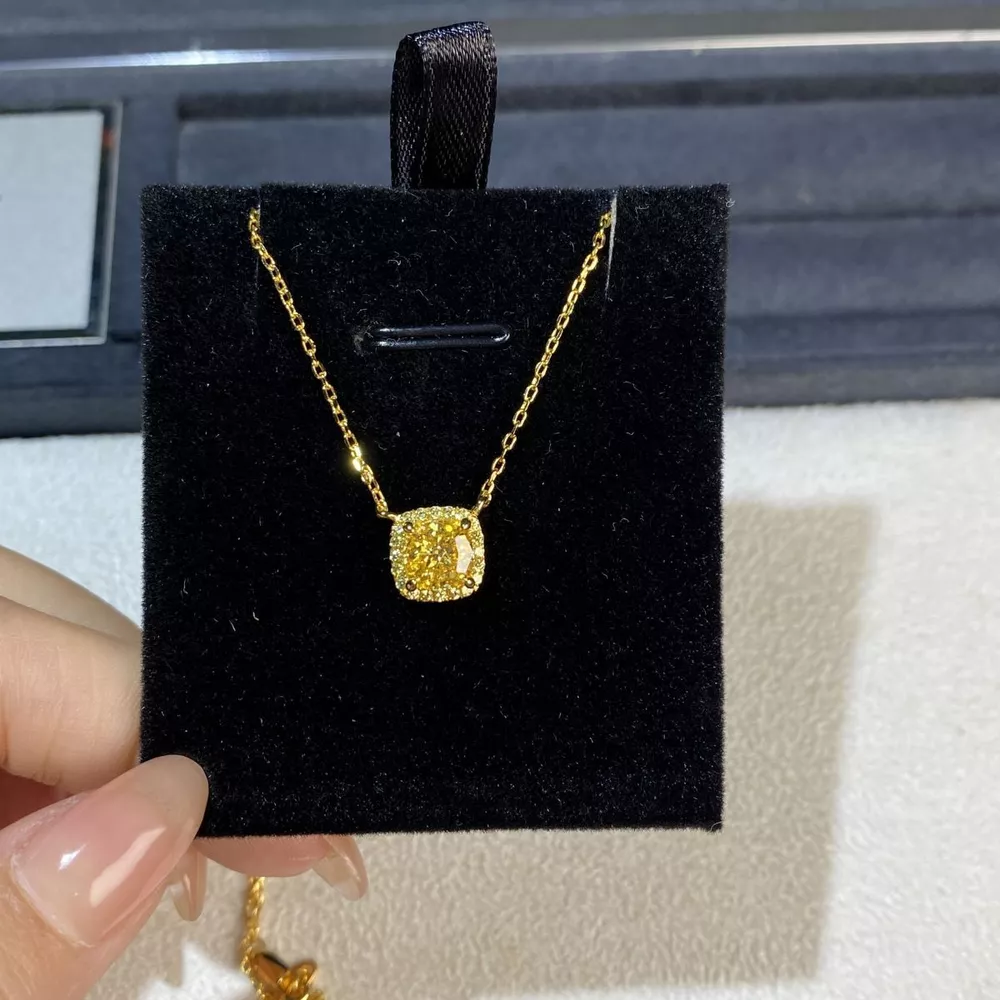 18K Gold-Plated Square Pendant Necklace, image 2